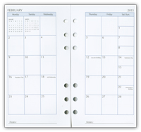 six ring monthly calendar refill pages