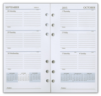 22015 4x6 weekly six hole refill pages