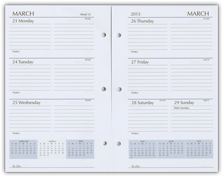 2015 weekly 5x8 calendar refill pages